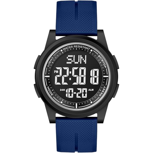 WIFORT Reloj digital para hombre y mujer, 5 ATM, resistente al agua, reloj deportivo con alarma, cronómetro, cuenta regresiva, zona horaria dual, ultradelgado, pantalla panorámica, reloj digital para WIFORT Reloj digital para hombre y mujer, 5 ATM, resistente al agua, reloj deportivo con alarma, cronómetro, cuenta regresiva, zona horaria dual, ultradelgado, pantalla panorámica, reloj digital para