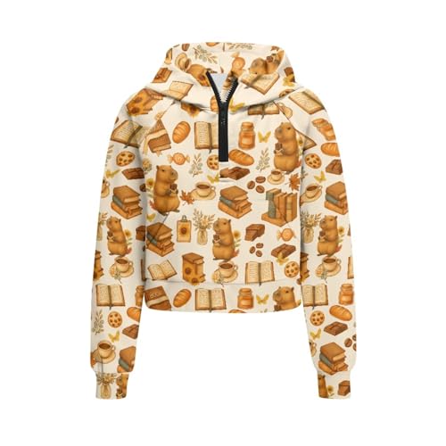 Girls Hoodies Size 5-14T Kids Long Sleeve Half Zip Up Hooded Hoodies Crew Neck Hooded Sweatshirts4