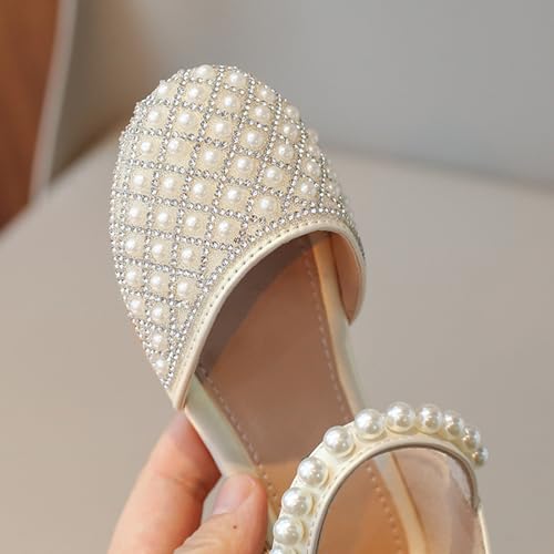 Girls Pearl Glitter Closed Toe Sandals Pearl Strap Ankle Wedding Elegant Princess Shoes Kids Girls Pageant Sandals3