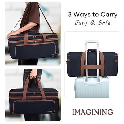 IMAGINING Carrying Case for Circut Maker 3, Maker 4, Double-Layer Machine Bag with Cover for Circut Explore 4, Explore 3, Explore Air 2, Storage Organizer for Circut Accessories and Tools