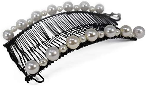 Pearl Banana Clip for Thick Curly Hair - Stretch & Adjust Decorative Styles in Seconds with No Damage, Creases, or Pain - Easy Comfy UpDo, Ponytail, French Twist, Bun - Event, Wedding & Bridal Hair Accessory (Large)