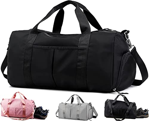 JSHAHA Sporttasche mit Trolleyhülle Damen Dry Bag Weekender Bag Damen Seesäcke Reisen Schwimmen Fitness Fitnessstudio Schwarz Cover
