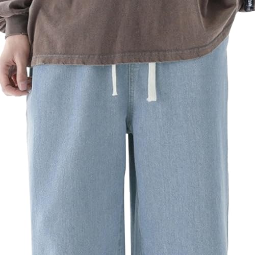 Loose Fit Jeans for Men Mens Straight Leg Jeans Street Hip-Hop Jean Motorcycle Style with Pockets3