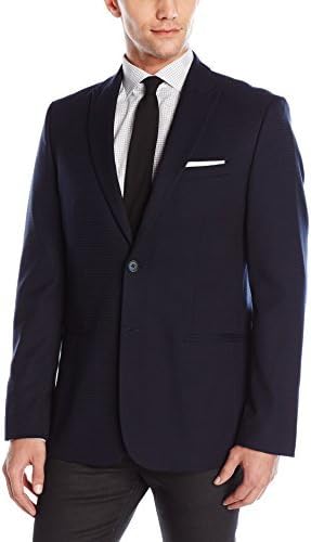 Calvin Klein Men's Two Button Peak Lapel Houndstooth Jacquard Sportcoat