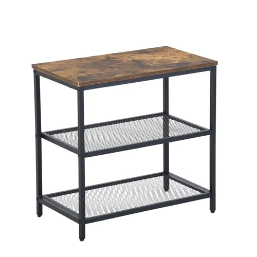 FrunitureR Moderner Flur-Schuhregal mit 3 Ebenen, 50x28.5x48cm, Vintage-Holzoptik & Metallrahmen, platzsparend für Eingangsbereich