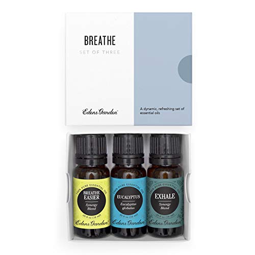 Edens Garden Breathe Essential Oil 3 Set, Best 100% Pure Aromatherapy Respiratory Kit (For Diffuser- Cold Flu & Congestion), 10 ml