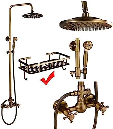 Shower system antique brass bathroom mixer faucet sets wall mount