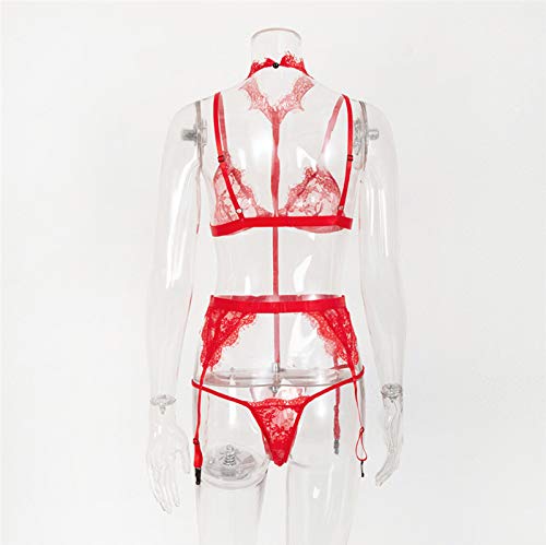 AxiBa Body lingerie de renda com bordados, Vermelho, XXL