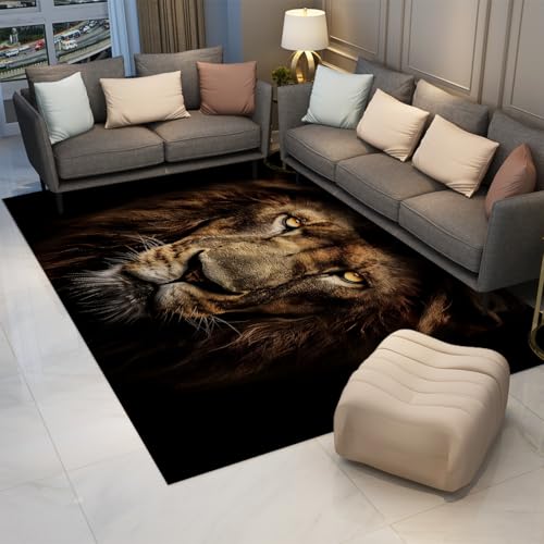 Tapis lavable lion 80x150 cm à poils courts antidérapant et doux - 3