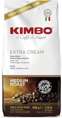 Kimbo Extra Cream Espresso Coffee Beans, Medium Roast (1 x 1kg Bag)