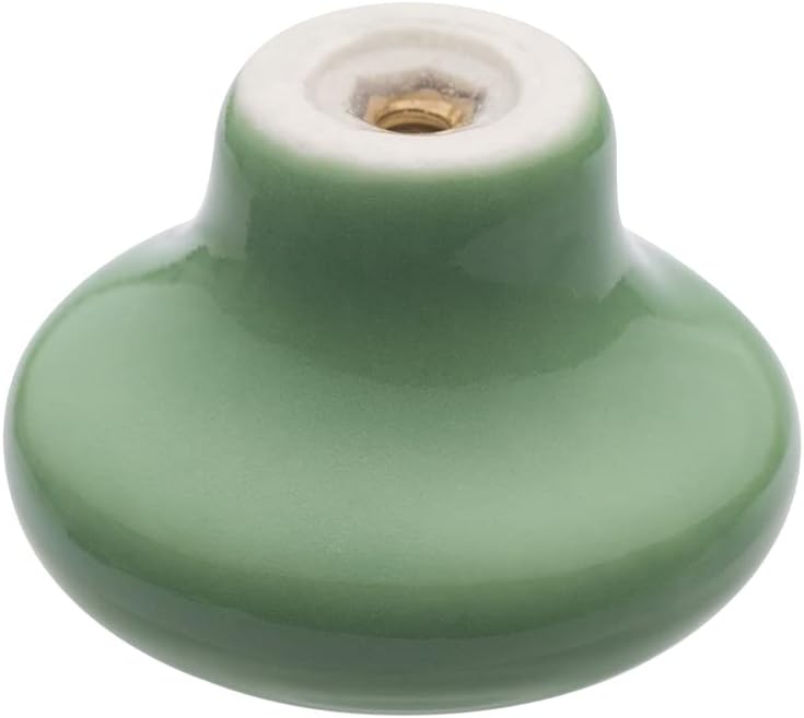 NAKUPENDA 6Pcs Ceramic Cabinet Knobs Round Furniture Knobs Ceramic Kitchen Cabinet Dresser Pulls Handles for Furniture Cupboard Closet Children's Room Armoires (Green)