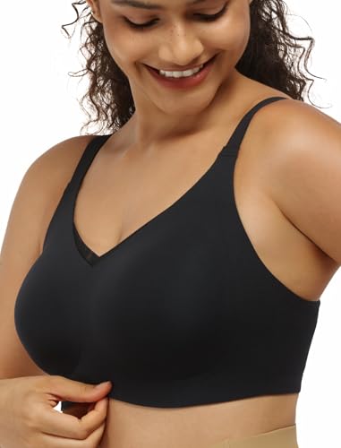 Image of Wireless Bra with Support, Seamless Bra for Women, Mesh Elegance Shaping Bra with Contrast Colored Straps