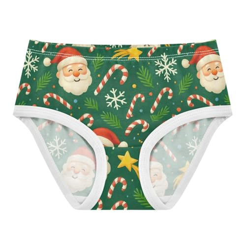 Joisal Florals Girls Underwear Toddlers 2t Cotton Panties for Girl Christmas Cartoon Santa Claus Green Kids Briefs Undies