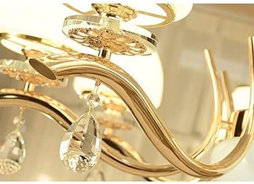 CAZARU Eenvoudig te installeren kroonluchters Europese stijl kroonluchter van zinklegering, glazen lampenkap, E14, goud, woonkamer kristal luxe creatieve lampen slaapkamer eetkamer hanglampen, bar club photo 3