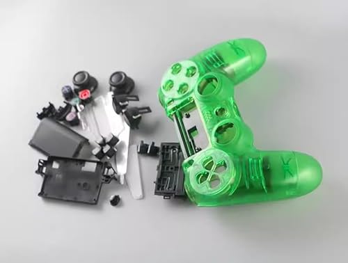 Narwhalss PS4コントローラー用交換カバーセット DIY 着せ替えケース 修理部品キット 交換シェル／ボタン／スティックキャップ／タッチパッド付 JDM040/PS4 4.0 のみ対応 (クリアグリーン)
