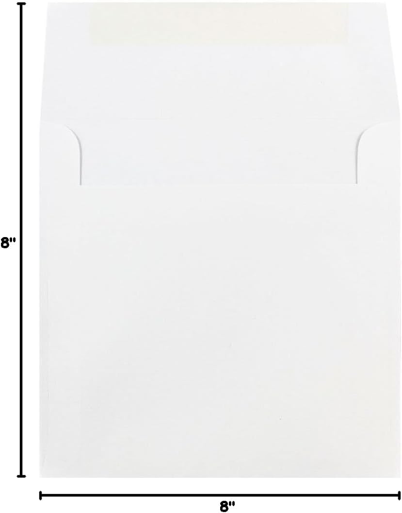 JAM PAPER 8 x 8 Square Invitation Envelopes - White - 50/Pack