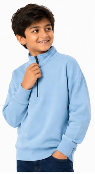 Image of T2F Boys Cotton High Neck Oversized Fit DropShoulder Sweatshirt