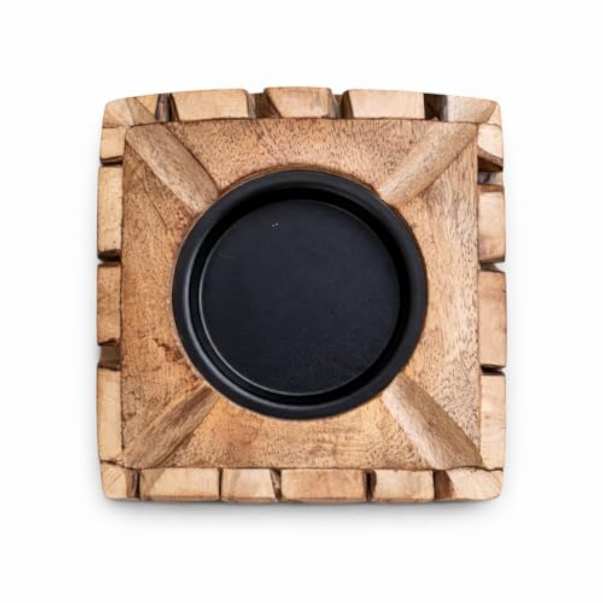 Handmade Mango Wood Ashtray, Rustic Square Design