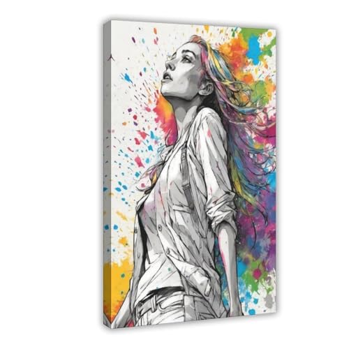 Toile color splash girl art pour décoration chambre