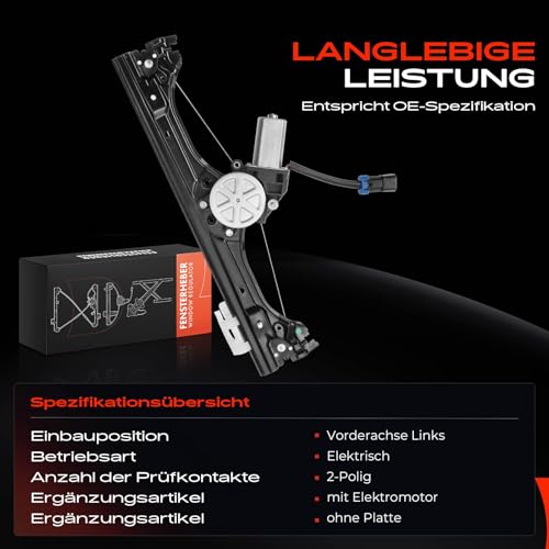 Frankberg Fensterheber mit Motor Vorne Links Kompatibel mit 500 2007-Heute 500 C 2009-Heute 500/595/695 2008-Heute 500C/595C/695C 2009-Heute Replace# 68070267AD