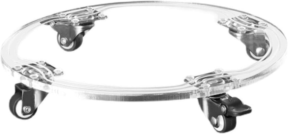 Toyvian 1Pc Moveable Flowerpot Tray with Wheels Round Transparent Acrylic Planter Base for Easy Movement for Plants Durable and Easy to Clean