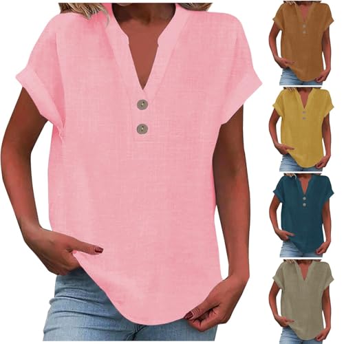 HUIFUAO T-Shirt d'été Ample à Manches Courtes avec col en V et Bo...