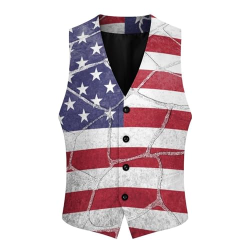 Closeup of America Flag Men's Suit Vest Slim Fit V-Ncek Waistcoat Business Casual Vest4