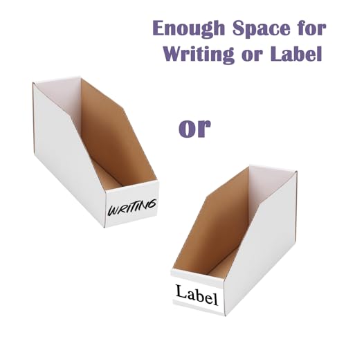 Image of EXYGLO Cardboard Storage Bins 35 Pack, 9.4x3x4.5 Inch Cardboard Boxes, Corrugated Organizer Bins for Pantry, Shelves, Garage, Office, Shop, White