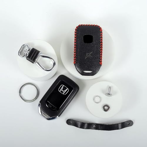 Image of Leather Car Smart Key Cover Case for Honda New Civic New Honda City (Black)