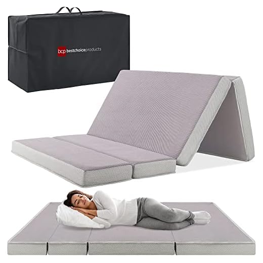Best Choice Products 4in Portable Mattress Folding Mattress Topper Full for Camping, Guest, Toddler, Foam Plush w/Carry Case - Gray