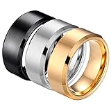Clepsidra® Set 3 Anillos hombre clasicos de Acero Inoxidable. Anillos de mujer resistentes y elegantes. Regalos y...