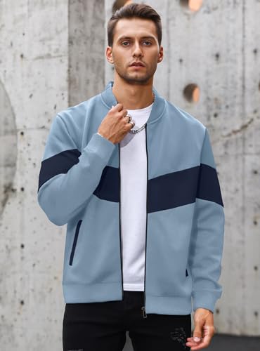 Image of HYPESTFIT Mens Lightweight Jacket Casual Bomber Jacket Color Block Varsity Coat