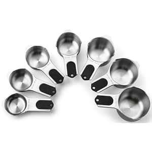 Spring Chef Magnetic Stainless Steel Measuring Cups Patent Pending Kitchen Tools with Easy to Read Markings for Measuring Dry or Liquid Ingredients Set of 7 Black