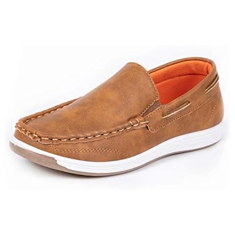CHERRY POPO Boys Loafers Kids Casual Boat Shoes School Boys Dress Shoes Brown Cover
