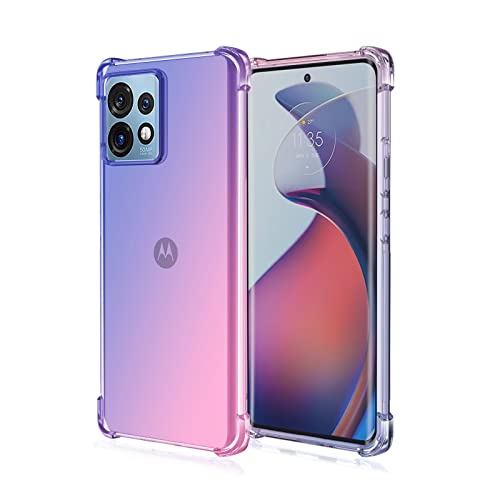 Custodia per Telefono per Motorola Moto Edge 40 Pro 6.67 Inches Cover per Cellulare con Gradiente di Colore Trasparente in Morbido Silicone TPU - Blu Rosa
