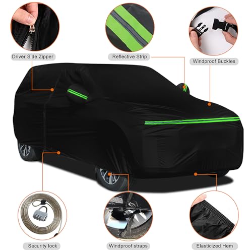 Waterproof Car Cover Fits for 2017-2024 Land Rover Range Rover Velar, All Weather Outdoor Cover Full Car Cover with Door Zipper & Windproof Bands for Sun Snow Rain Dust Protection - Image 3