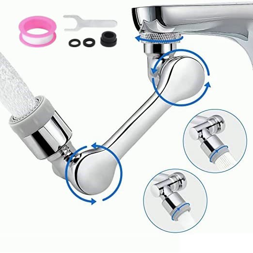 Alark 1080° Rotating Faucet Aerator Universal Splash Filter 2 Water Outlet Modes Solid Stainless Steel Kitchen Bathroom Extension for Eye Hair Face Wash (Steel) (B0C5MV7RJP) Amazon Price History, Amazon Price Tracker