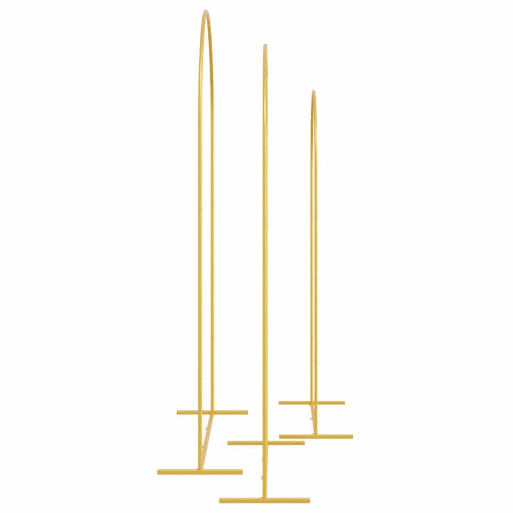Solivagant Hochzeitsbogen 3 pcs Gold Stahl, Garten Balkon,Gartenbauten,Rosenbögen, Gitter Pergolen, 7.25 kg-42023038