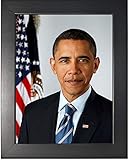 Official Portrait of President Barack Obama Photograph in a Smooth Black Frame - Historical Artwork from 2009 - (8' x 10') - Semi-Gloss