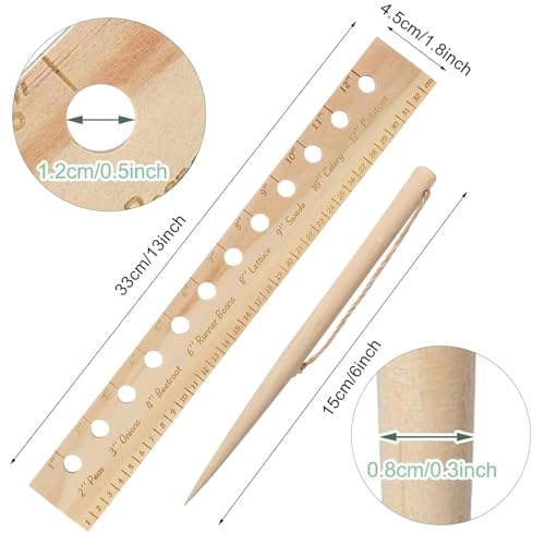 Spacer Tool Seeder Planting Ruler – 13" x 1.8" Wooden Seed Spacing Ruler with Holes & Plant Dibble, Precise Garden Row Template Measuring Tool for Vegetables, Seedlings & Yard Planning (1 Set) image 5