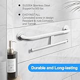 Rackickyer Handicap Grab Bar with Toilet Paper Roll Holder, 2-in-1 Safety Assist Bar Support Handle 16 Inch, White Stainless Steel Wall Mounted Bathroom Toilet Grab Bar for Senior Elderly - Image 8
