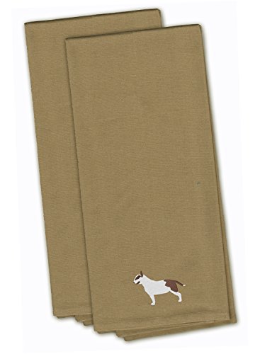 Caroline's Treasures BB3478TNTWE Bull Terrier Tan Embroidered Towel Set of 2 Decorative Bathroom Guest Hand Towel for Hand, Face, Tea, Dishcloth, 19 X 25, Tan
