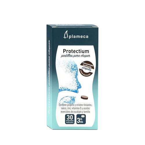 Plameca Protectium Pastillas para Chupar Garganta, Defensas, Erísimo, Zinc, Saúco y Vitamina D, 30 Comprimidos Masticables