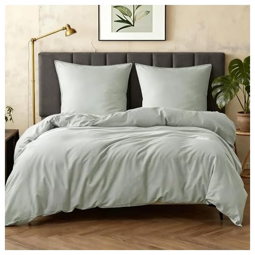 BEDSURE Bettwäsche 155x220 3teilig Leinen - 1 Bettbezug 155x220 cm + 2 Kissenbezüge 80X80 cm, ÖKO-TEX Bettwäsche-Sets Beige Polyester Mikrofaser mit Reißverschluss 4 Simple&Opulence Halbleinen Bettwäsche 155x220, Atmungsaktiver Bettbezug Set aus Baumwolle und Leinen mit 80x80 cm Kissenbezug,Oeko-TEX Sommerbettwäsche,Mintgrün