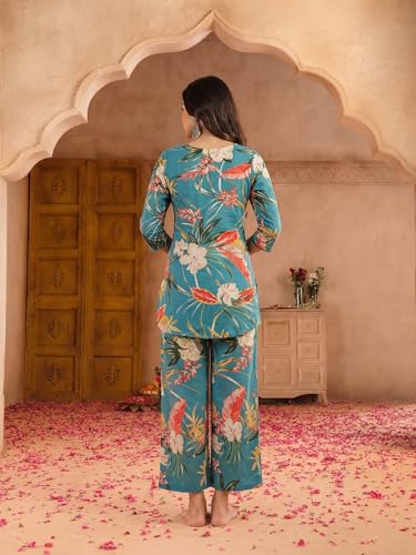 Image of Leriya Fashion Kurta Sets for Woman | Co ord Set for Women Stylish | Kurti Set for Woman | Short Kurti for Women | Kurtis | Ethnic Jaipuri Straight Kurta Set with Palazzo Pants | Salwar Suit for Party Outfits