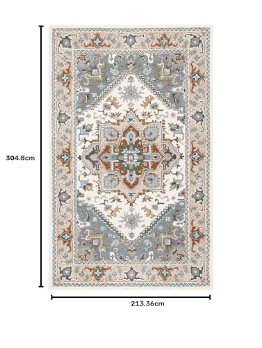 Image of 7x10 Ft Premium Wool Area Rug - Hand-Tufted Carpet for Stylish Living Rooms, Halls & Lounges