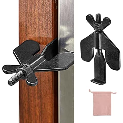 CAEEKER Portable Door Lock Travel Lock, Additional Safety and Privacy Lock, Home Security Door Locker Travel Lockdown, Stainless Steel Add Extra Locks - Anti-Theft, Prevent Unauthorized Entry (Black) Cover