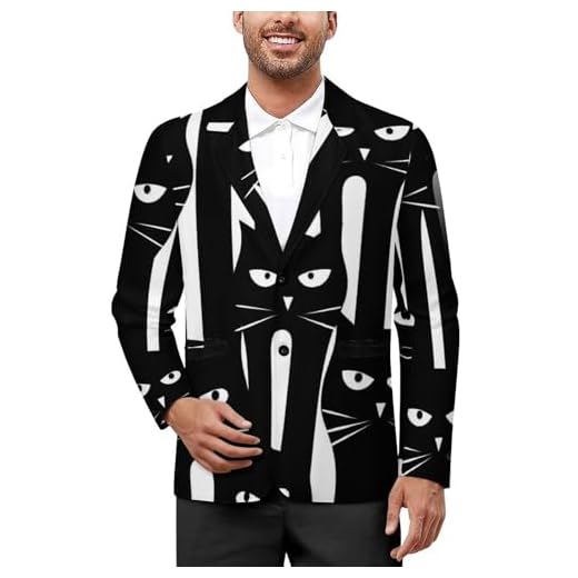 Stylish Black and White Cats Suit Jacket