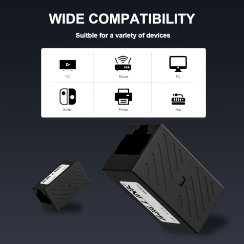 Image of iwillink RJ45 Coupler Ethernet Connector, Female to Female, 50 Pack, Black