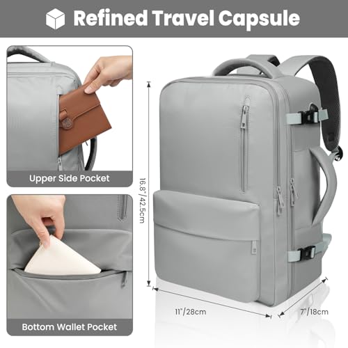 35L Travel Backpack | 180° All-Open Design | Multi-Pockets | Airline Approved Carry on |15.6 inch Laptop Compartment |USB Port |Perfect for Travel Business College Bookbags |Men Women Dark Grey3